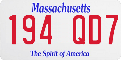 MA license plate 194QD7
