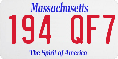 MA license plate 194QF7