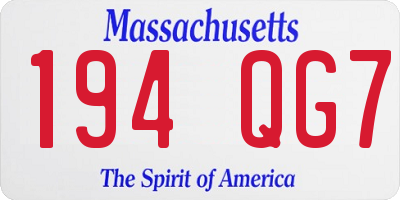 MA license plate 194QG7