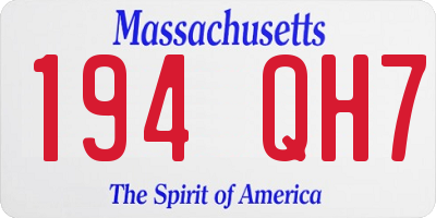MA license plate 194QH7
