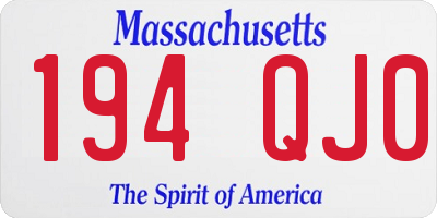 MA license plate 194QJ0