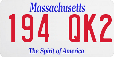 MA license plate 194QK2