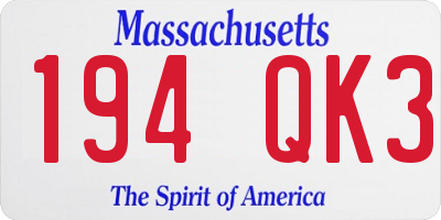 MA license plate 194QK3