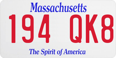 MA license plate 194QK8