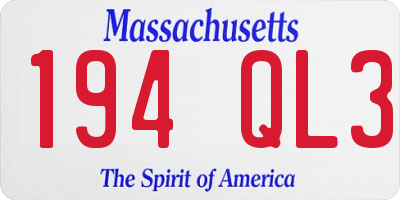 MA license plate 194QL3