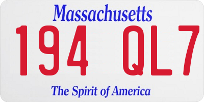 MA license plate 194QL7