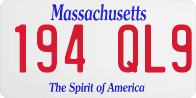 MA license plate 194QL9