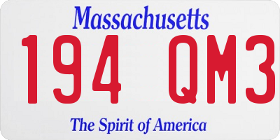 MA license plate 194QM3