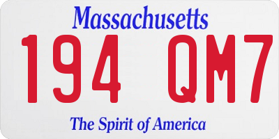 MA license plate 194QM7