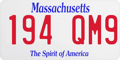 MA license plate 194QM9