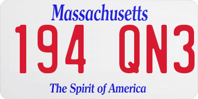 MA license plate 194QN3
