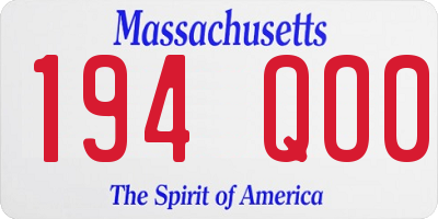 MA license plate 194QO0
