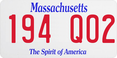 MA license plate 194QO2