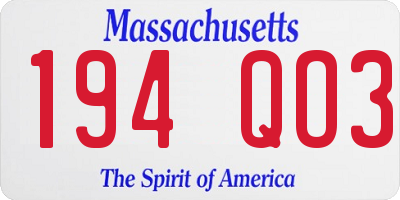 MA license plate 194QO3