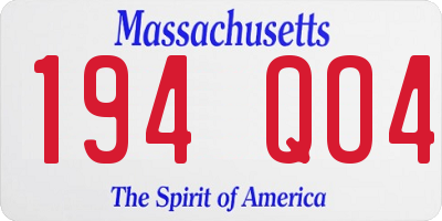 MA license plate 194QO4