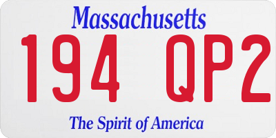 MA license plate 194QP2