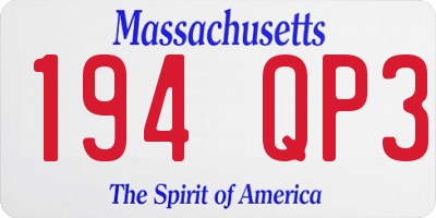 MA license plate 194QP3