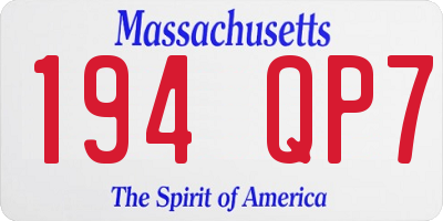 MA license plate 194QP7