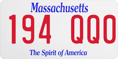 MA license plate 194QQ0