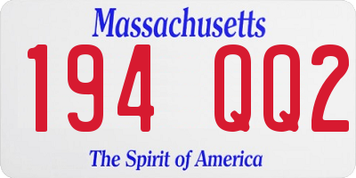 MA license plate 194QQ2