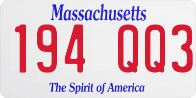 MA license plate 194QQ3
