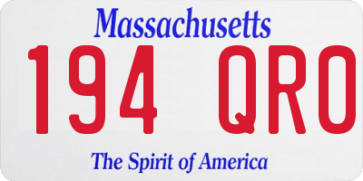 MA license plate 194QR0