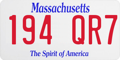 MA license plate 194QR7
