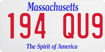 MA license plate 194QU9