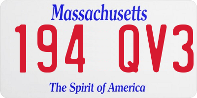 MA license plate 194QV3