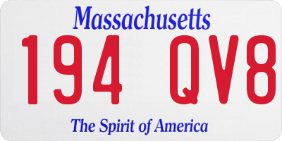 MA license plate 194QV8