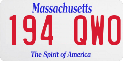 MA license plate 194QW0