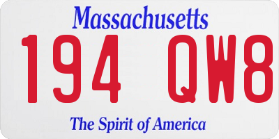 MA license plate 194QW8