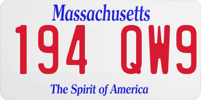 MA license plate 194QW9