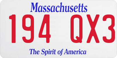 MA license plate 194QX3