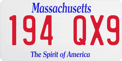 MA license plate 194QX9
