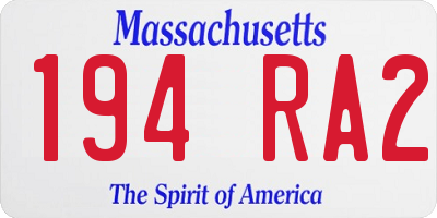 MA license plate 194RA2