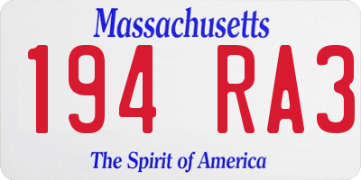 MA license plate 194RA3