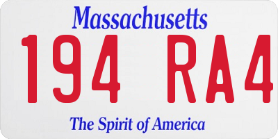 MA license plate 194RA4