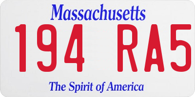 MA license plate 194RA5