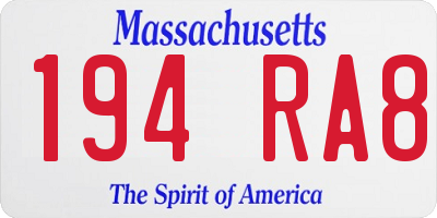 MA license plate 194RA8