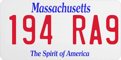MA license plate 194RA9