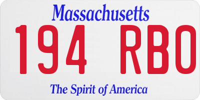 MA license plate 194RB0