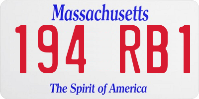 MA license plate 194RB1