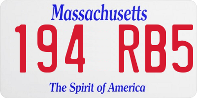 MA license plate 194RB5