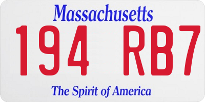 MA license plate 194RB7