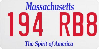 MA license plate 194RB8