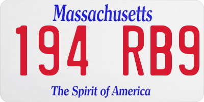 MA license plate 194RB9