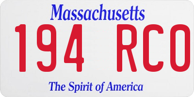 MA license plate 194RC0