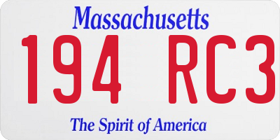 MA license plate 194RC3