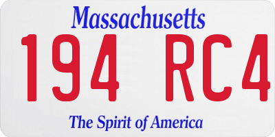 MA license plate 194RC4